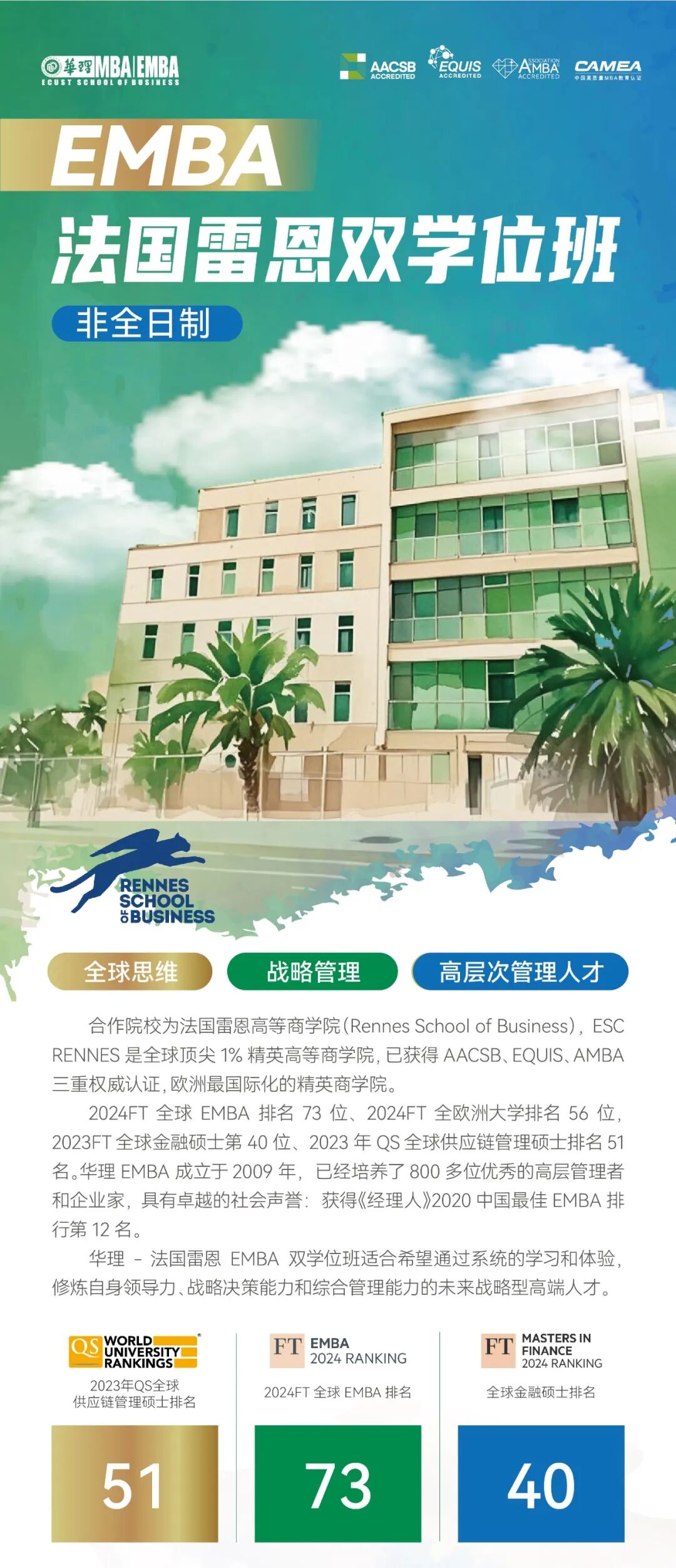 2026EMBA華理-法國雷恩雙學位班：全球思維育高端管理精英